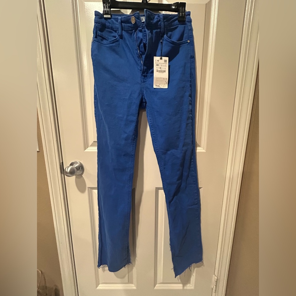 NWT Zara jeans denim dark blue silm flare size 6